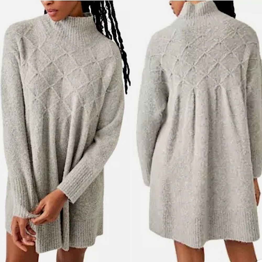 Free People Heather Gray Cowl/Turtleneck Sweater Dress